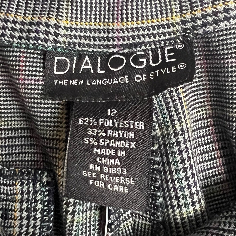 Dialogue Glen Plaid Dress Pants Womens 12 Grey Plaid Straight Leg NWT - Picture 3 of 7